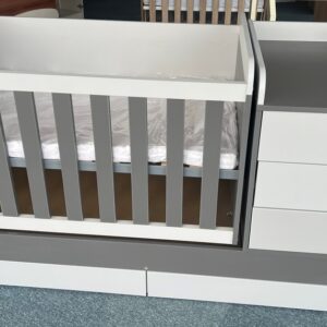 Reni Duo 4in1 ringatható kombi kiságy 120×70 cm ágyneműtartóval – Antracit/szürke ÖSSZESZERELVE, RAKTÁRON