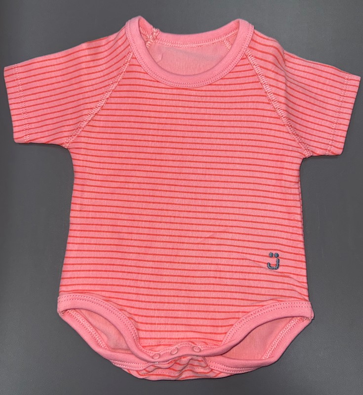 J Bimbi biopamut kombidressz rövid ujjú body 4 Seasons, 0-36 hónap - Csíkos korall - Image 3