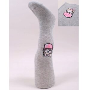 Mintás pamut baba harisnyanadrág ABS csúszásgátlós talprésszel - Szürke cute cica (80-98 cm)