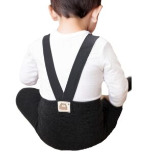Egyszínű macis baba harisnyanadrág nadrágtartóval - Fekete (80-98 cm)