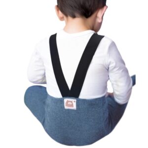 Egyszínű macis baba harisnyanadrág nadrágtartóval - Kék (80-98 cm)
