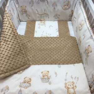 3 részes pamut/minky baba ágynemű szett - Csoki álomfogós maci