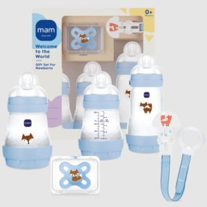 MAM Ajándék újszülött kezdő szett, anti-colic önsterilizáló cumisüvegekkel – Kék róka