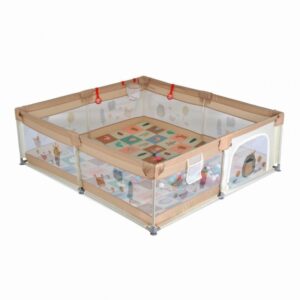 Moni Gamezone összecsukható járóka szőnyeggel, 60 db labdával 180x200 cm - Bézs