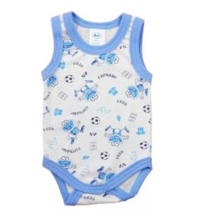 Ujjatlan pamut baba body - Kék béka (62-98 cm)