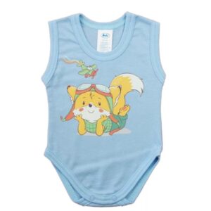 Ujjatlan pamut baba body - Kék róka (80-86 cm)
