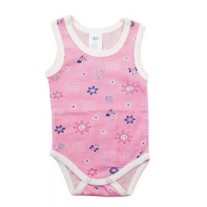 Ujjatlan pamut baba body - Pink lepke (56 cm)