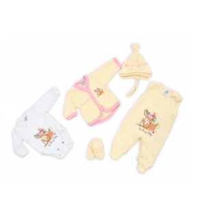 5 részes pamut hazahozós szett - Bambi ekrü (56 cm)
