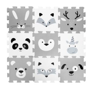 Zopa habszivacs puzzle szőnyeg 9 db-os szett - Kontrasztos állatok